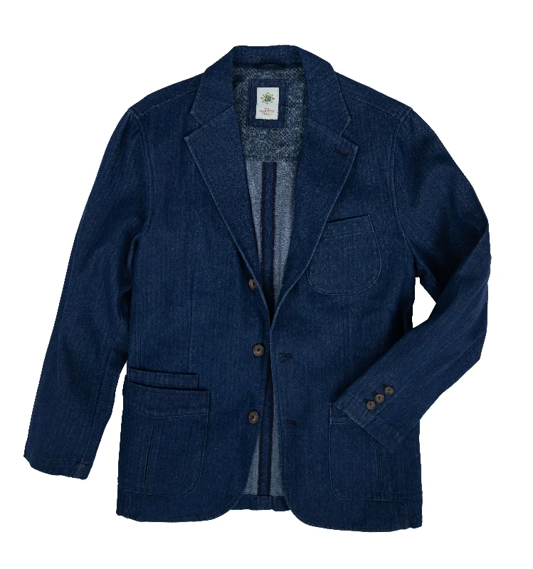 stylish blazers for women -Denim Herringbone Blazer