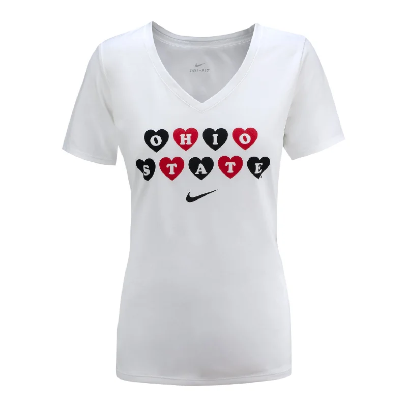 oversized tunic tops for women -Ladies Ohio State Buckeyes Nike V-Neck Hearts Short Sleeve