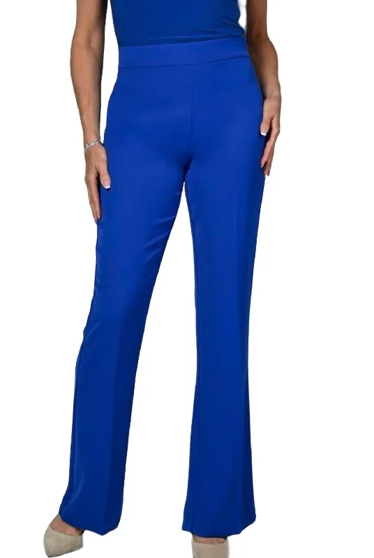 soft touch pants for women -Pull-On Slacks In Bright Royal