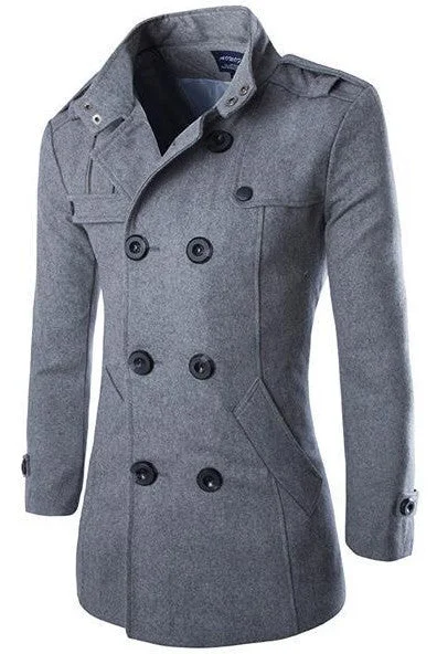 autumn jackets for women -Top quality Woolen Coat Men British Style Double Breasted Long Windbreaker Jacket Autumn Winter New Wool Coat Men Grey Black 4XL