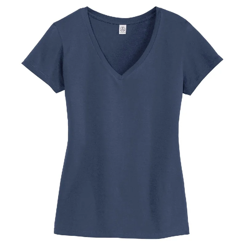 casual loose blouses for women -Alternative Women's Light Navy Legacy V-Neck T-Shirt