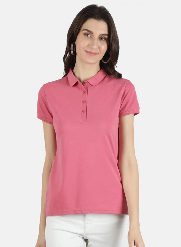 sleeveless summer tops for women -Women Pink Plain T-Shirt