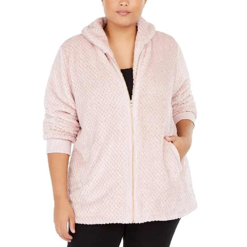 reversible jackets for women -Ideology Women's Plus Size Quilted Sherpa Jacket Pink Size 3X