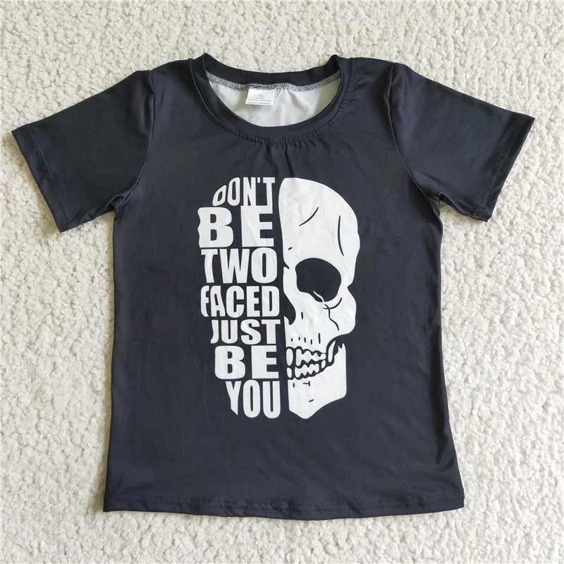 women's work blouses -Halloween skull printed T-shirt G5-14-5