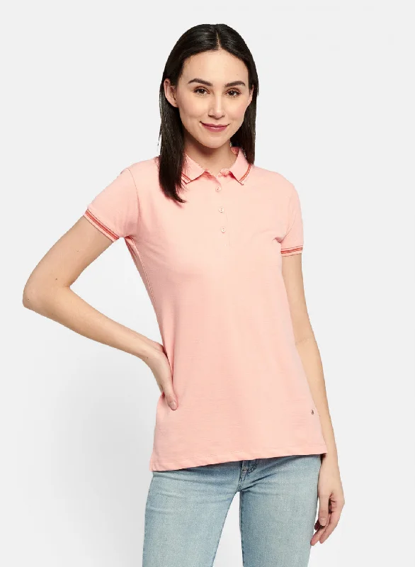 floral print blouses for women -Womens Peach Plain T-Shirt