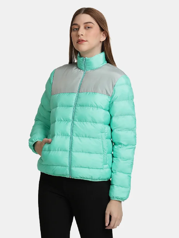 eco-friendly coats for women -Women's Green Puffer Jackets