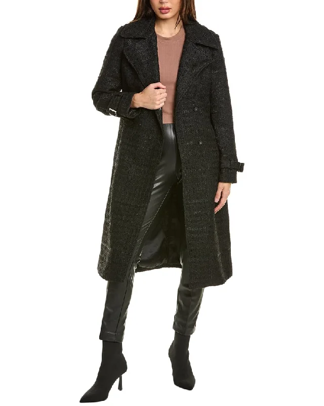 faux suede coats for women -Noize Francie-S Long Trench Coat