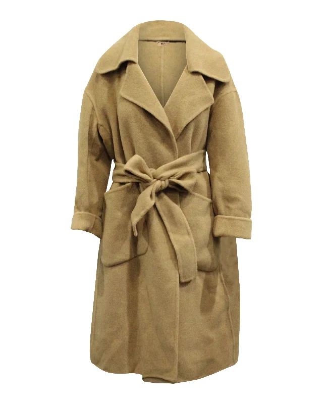 high collar coats for women -N.21 Belted Trench Coat in Beige Wool