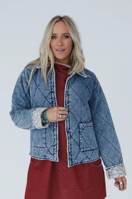 reversible jackets for women -Echo Canyon Quilted Jacket - Medium Denim