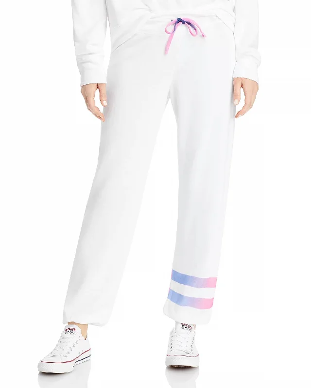 winter trousers for women -Ombré Stripe Sweatpants In White Ombré Pink Stripe