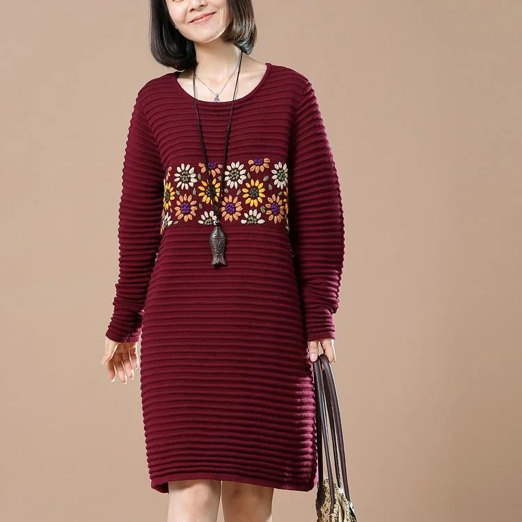 women's lace tops -Ruby floral sweaters oversize winter dress