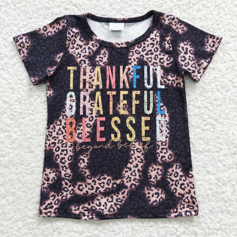 draped tops for women -Thankful letters t-shirts GT0193