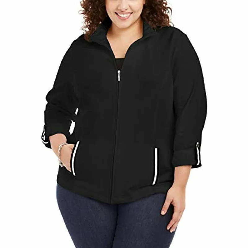 ultra-light jackets for women -Karen Scott Women's Plus Size French Terry Jacket Black Size 2 Extra Large - XXX-Large