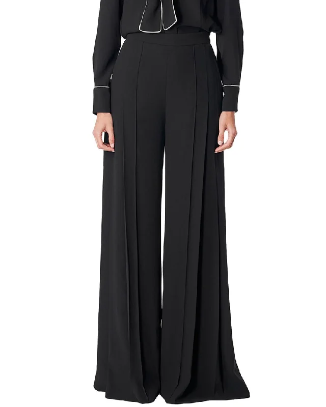 trendy pants for women -Carolina Herrera Pleated High Waist Wide Pant