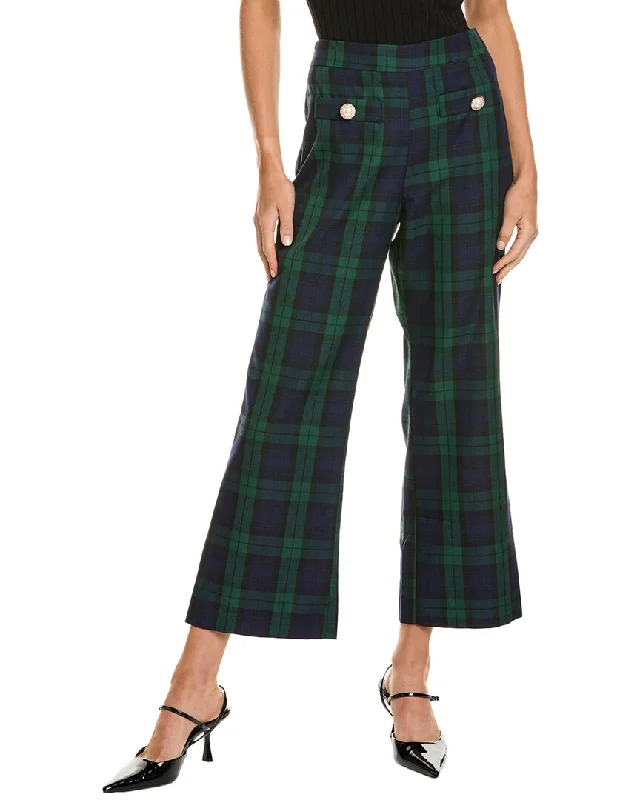 classic fit trousers for women -Alexia Admor Jayden Wide Leg Plaid Pant