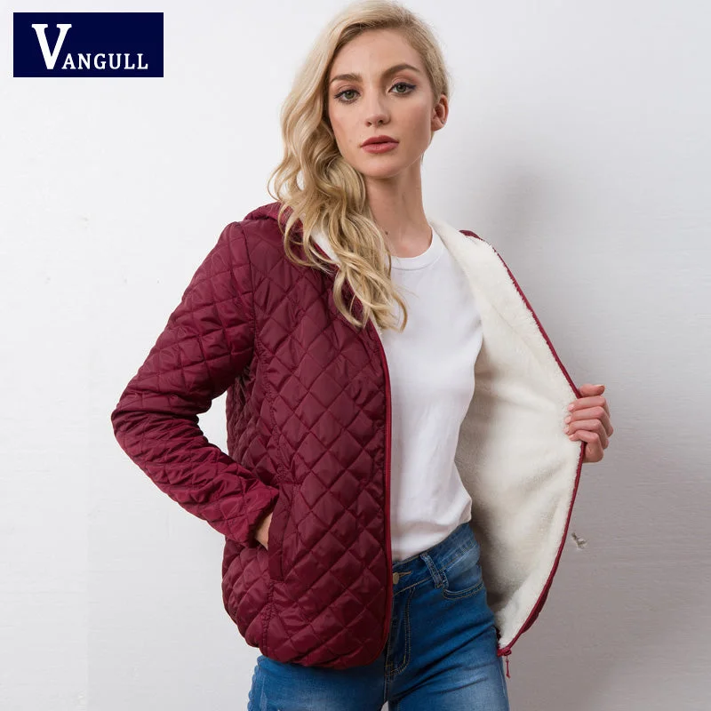 thick fleece coats for women -Autumn 2018 New Parkas basic jackets Female Women Winter plus velvet lamb hooded Coats Cotton Winter Jacket Womens Outwear coat