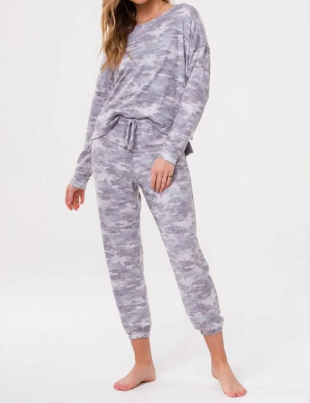 boho style pants for women -Weekend Sweatpant In Cozy Camo