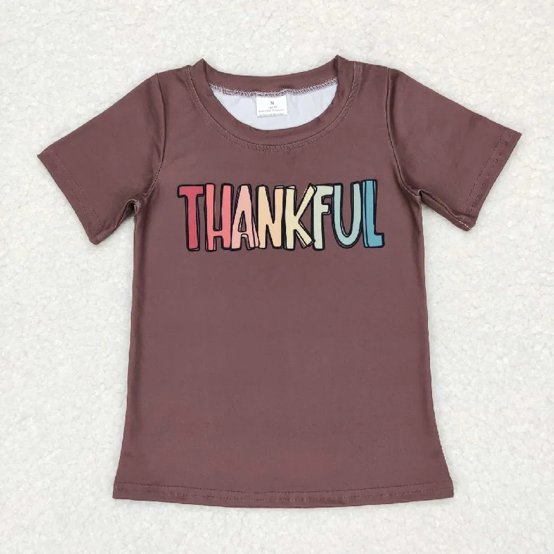 embroidered tops for women -BT0327 baby boy  Thanksgiving Brown T-shirt