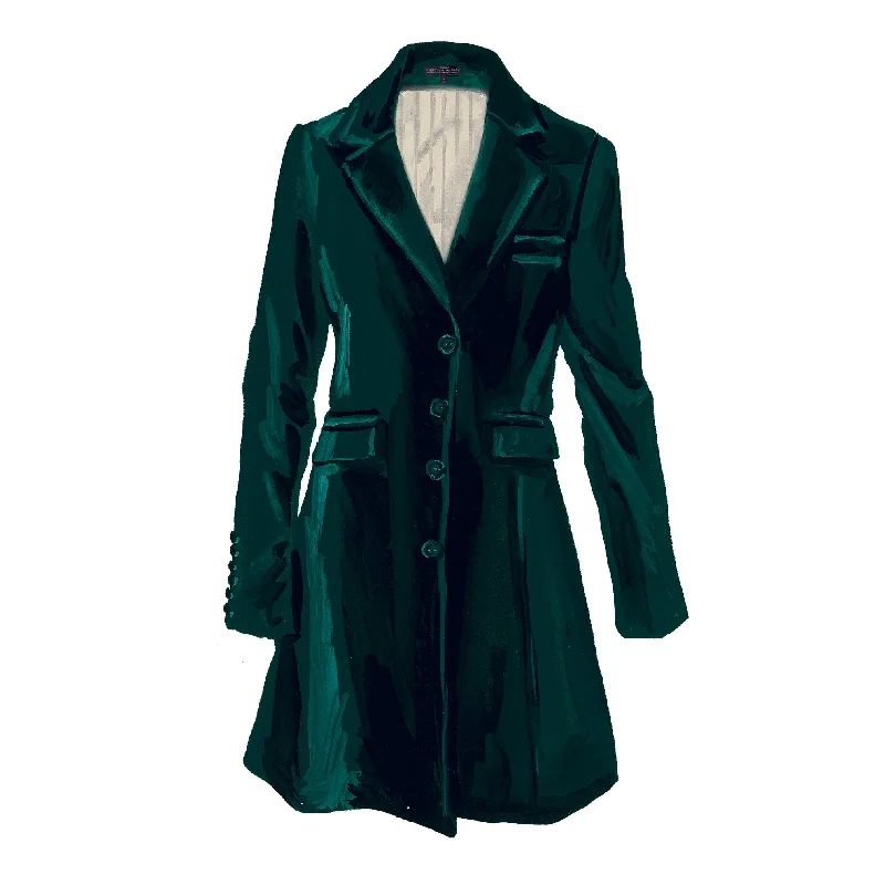 military-style coats for women -Long Velvet Blazer