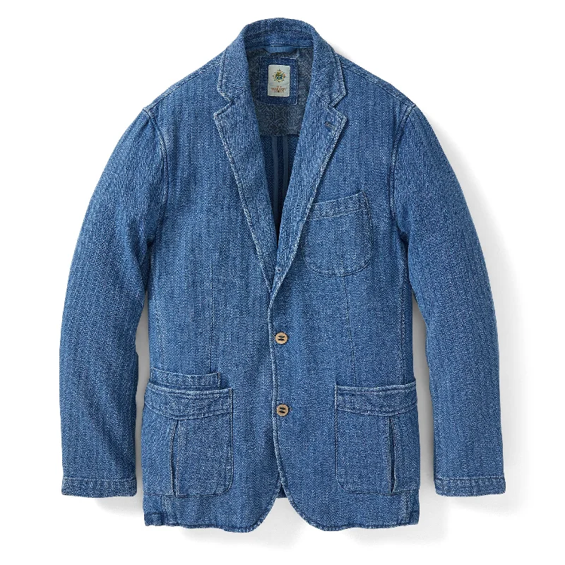 cropped jackets for women -Beachcomber Linen-Cotton Denim Blazer