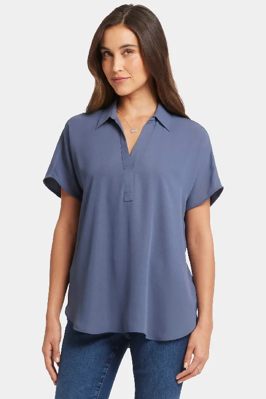 unique tops for women -Becky Short Sleeved Blouse - Cascade Lake