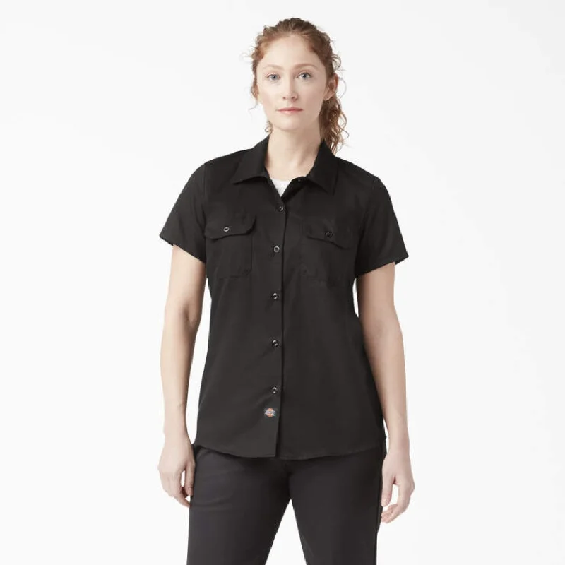 women's cotton t-shirts -Dickies Womens 574 Original Button Short Sleeve Twill Work Shirt