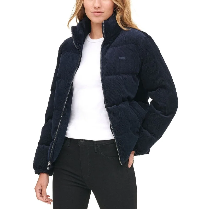 sporty jackets for women -Levi's Women's Corduroy Puffer Jacket Navy Size Large