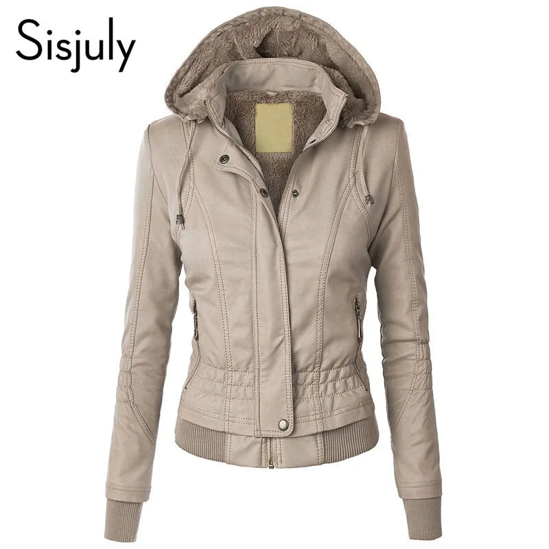 women's hooded coats -Sisjuly Jacket Coat Women 2018 Winter Autumn Slim Zipper Hooded Coat Female Warm Casual Outerwear Solid 2xl Fall Jacket Coats