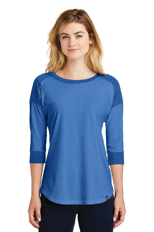 women's velvet tops -New Era Womens Heritage 3/4 Sleeve Crewneck T-Shirt - Heather Royal Blue/Royal Blue