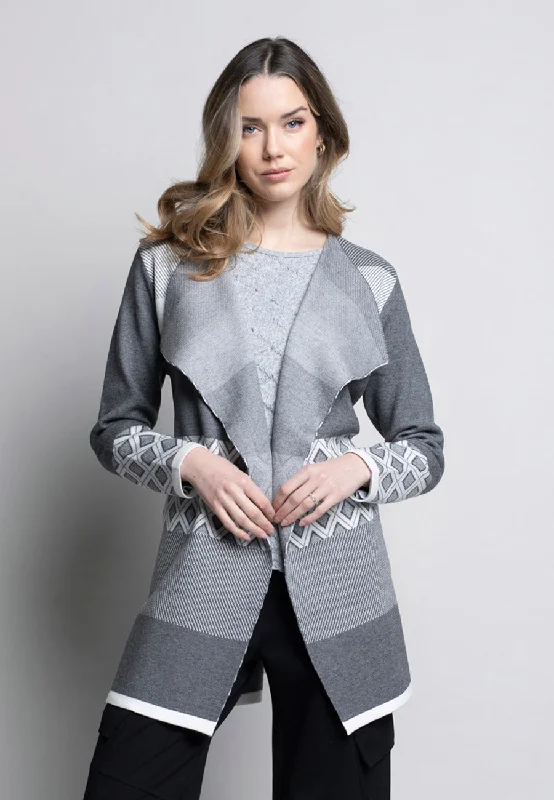 soft wool coats for women -Draped Open-Front Jacket