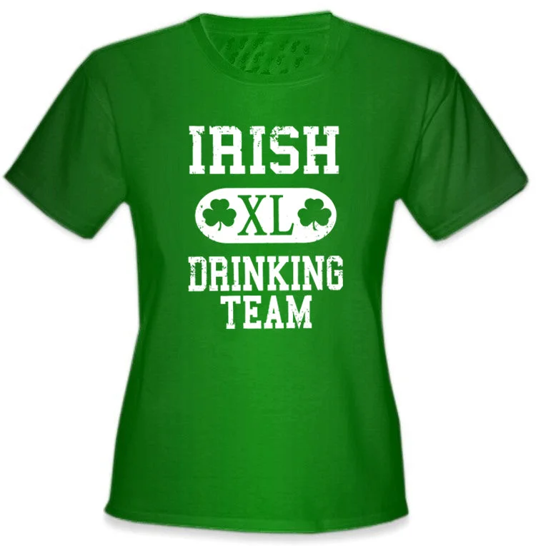 loose fit women's tops -St. Patrick's Day Irish Drinking Team Girl's T-Shirt