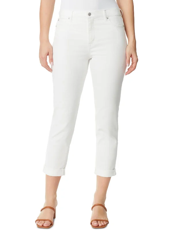 wool trousers for women -Womens Cropped Straight Leg Boyfriend Jeans