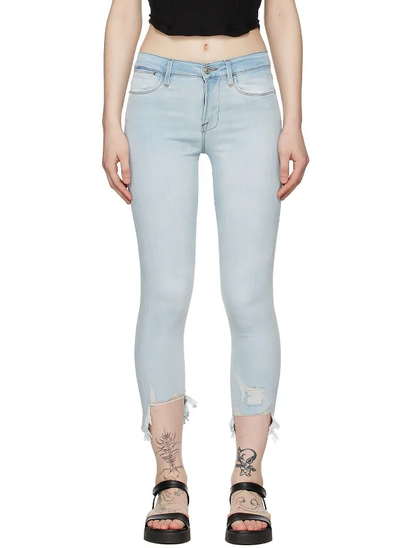 trendy pants for women -Womens High Rise Cropped Skinny Jeans