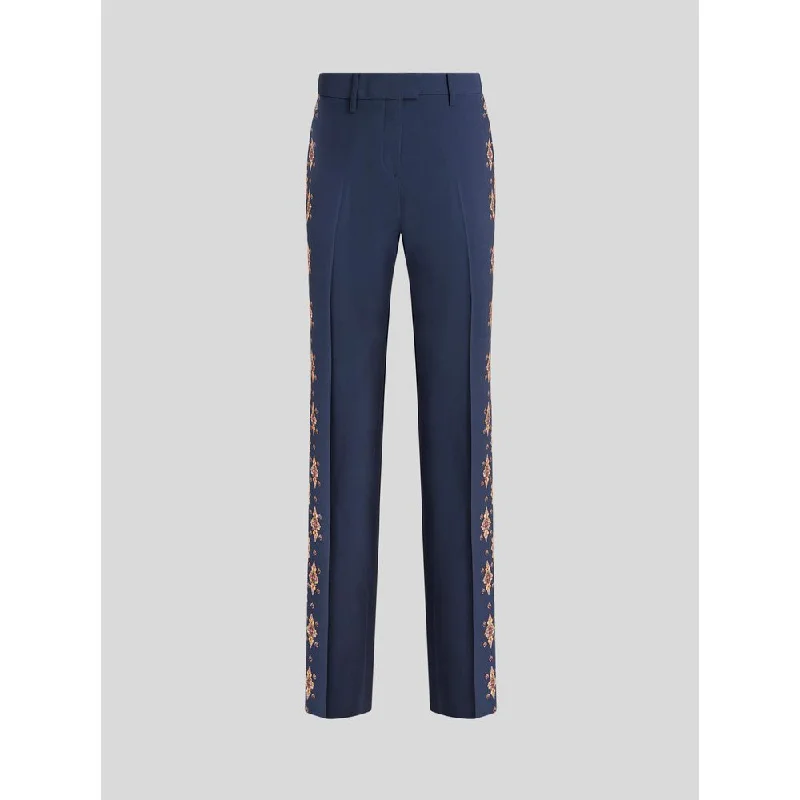 formal wide leg pants for women -TAILORED TROUSERS WITH PRINTED TAPES