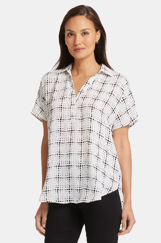 puff sleeve blouses for women -Becky Short Sleeved Blouse - Skylight