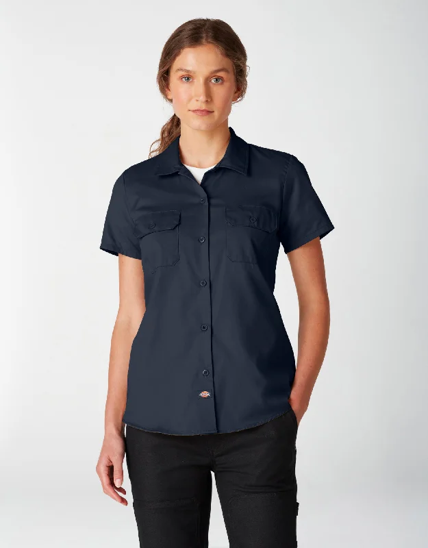 casual women's tops -Dickies Women's FLEX Short Sleeve Work Shirt