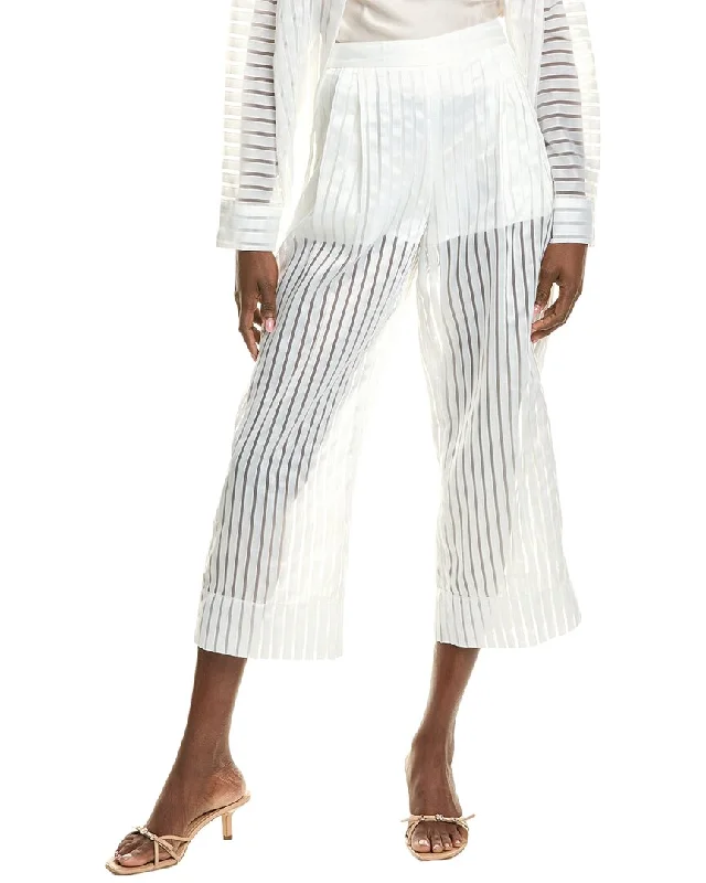 casual capri pants for women -BCBGMAXAZRIA Sheer Stripe Pant