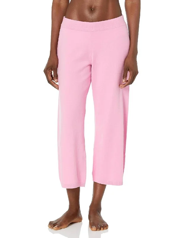 breathable summer pants for women -Slounge Sleep Cropped Pant In Pink Lilac