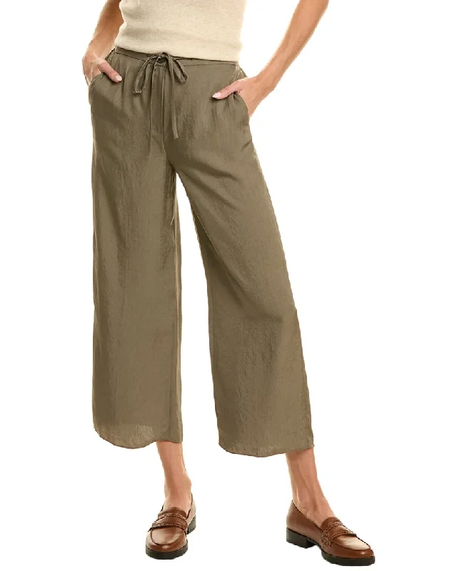 drawstring pants for women -Theory Wide Crop Pant