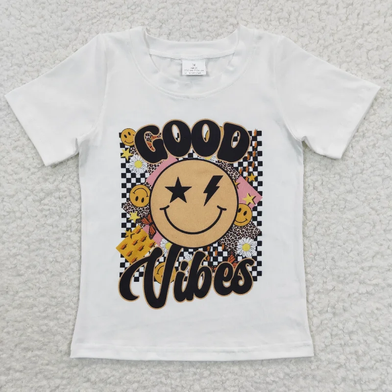 short sleeve tops for women -good vibes boys t-shirts BT0221