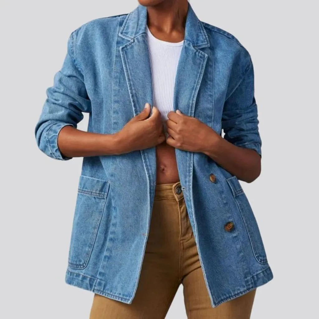 belted wool coats for women -Denim blazer jacket for women