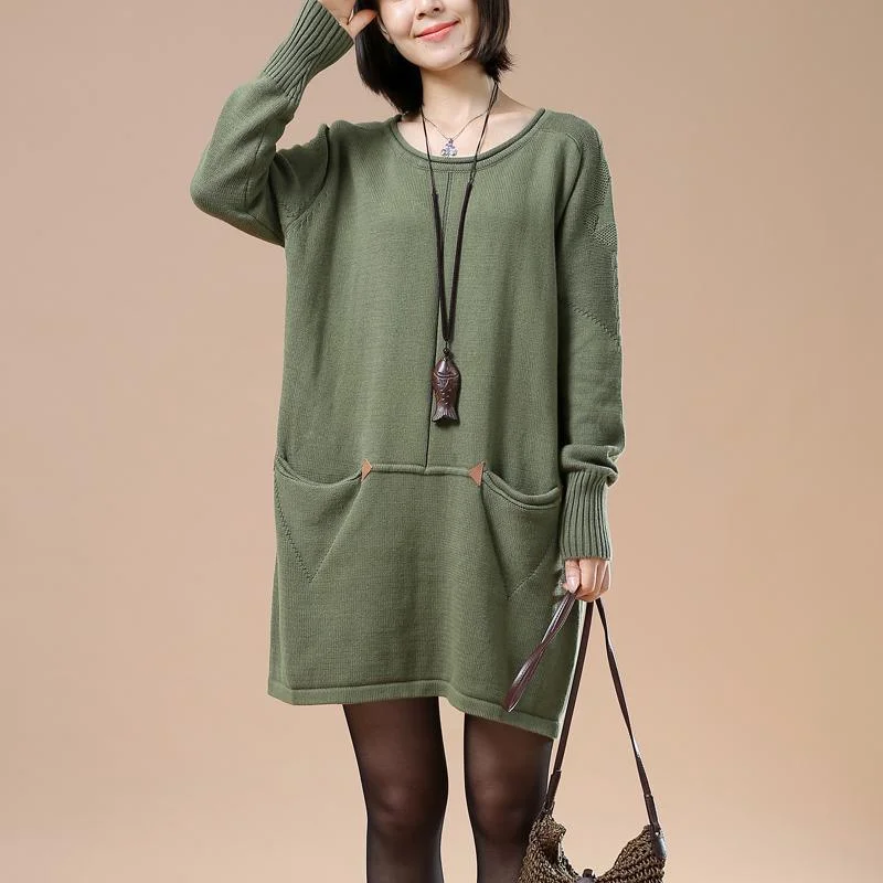 casual oversized tops for women -winter sweaters in green plus size women winter dress