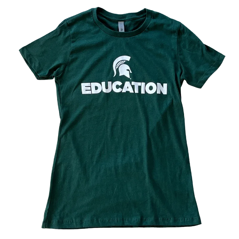 women's v-neck shirts -College of Education "Education " Women's Green Short Sleeve T-Shirt