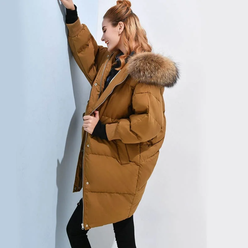 luxury winter coats for women -90% White Duck Down Jacket 2018 Winter Jacket Women Natural Raccoon Fur Collar Female Parka Womens Winter Jackets And Coats