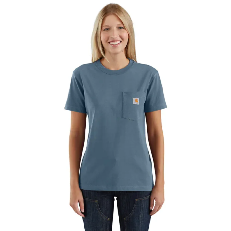 cold shoulder tops for women -Carhartt Women's Short Sleeve Pocket T-Shirt_Thundercloud Heather