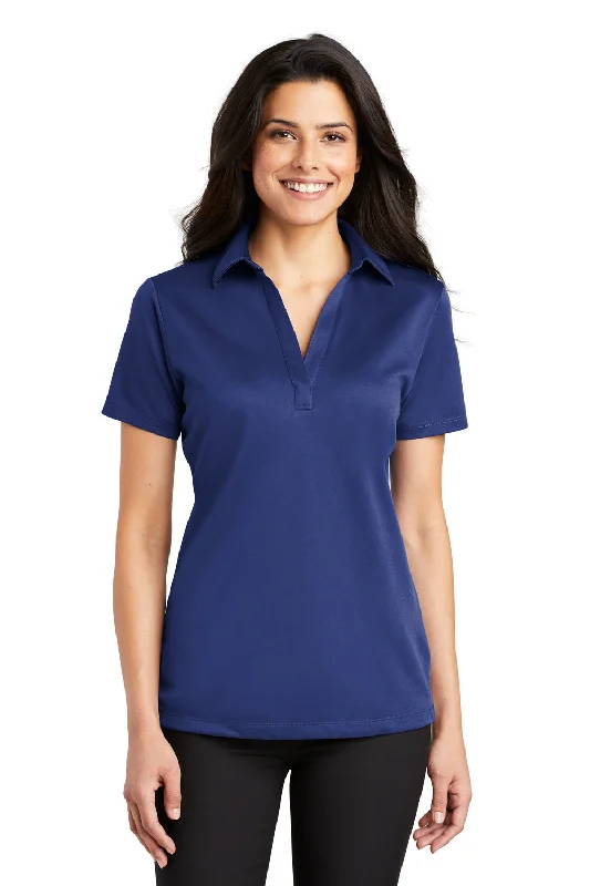 tie-front tops for women -Port Authority Womens Silk Touch Performance Moisture Wicking Short Sleeve Polo Shirt - Royal Blue