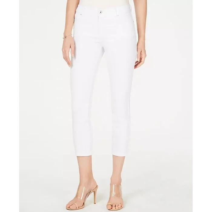 women's yoga pants -INC International Concepts Women's Cropped Jeans White Size 12