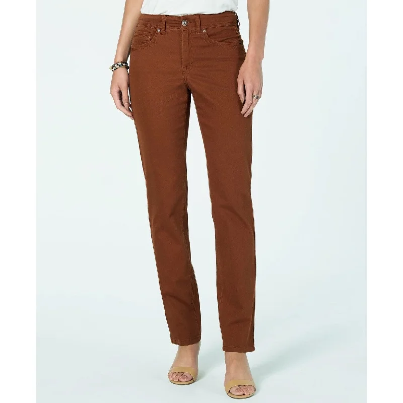 women's bootcut trousers -Style & Co Women's Straight-Leg Fashion Jeans Brown Size 4