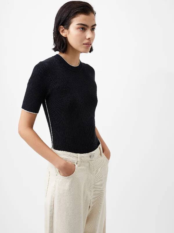 soft fabric tops for women -Mozza Short Sleeve Sweater