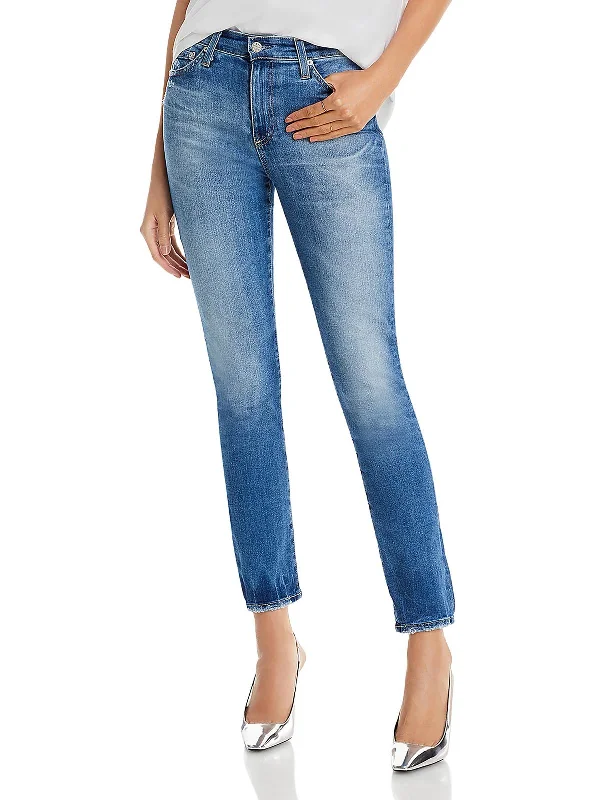 travel pants for women -Mari Womens Denim High Rise Bootcut Jeans